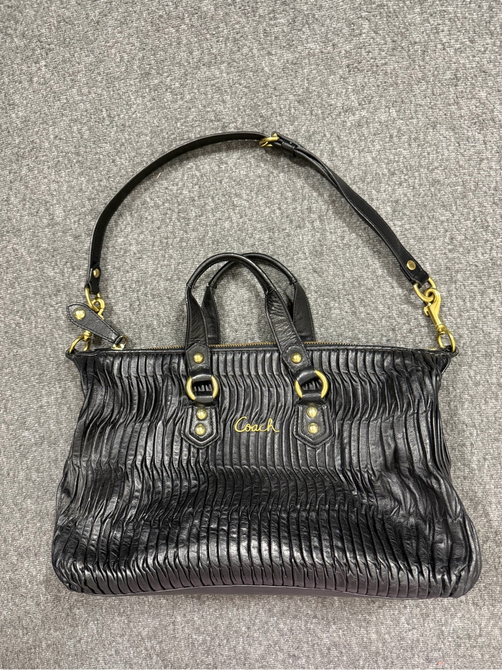 Coach Ashley Gathered Leather Handbag Satchel F23966